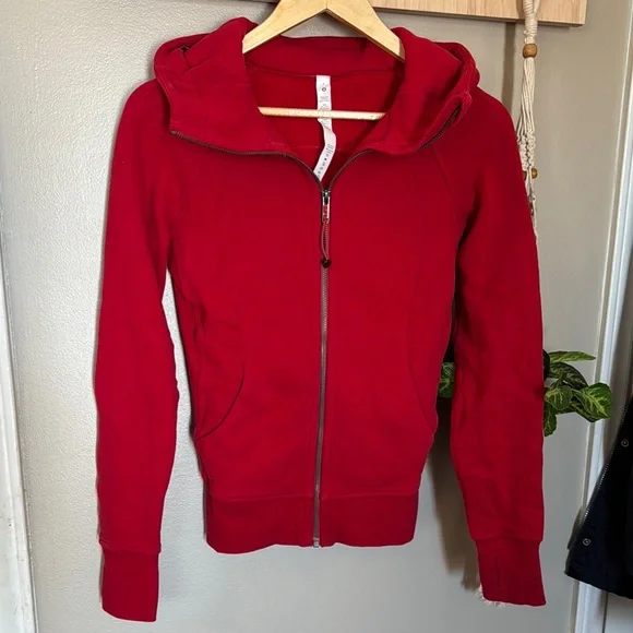 Lululemon Red Scuba Full Zip-Up Hoodie Size 4 or 10. EUC - Picture 1 of 1